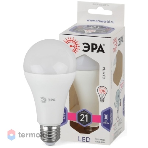 Лампа светодиодная ЭРА LED A65-21W-860-E27 диод, груша, 21Вт, хол, E27, 10 шт