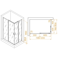 Душевой уголок RGW Passage PA-040B 1950x800x1200 (матовое стекло) черный 3508104082-24