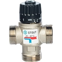 STOUT Термостатический смесительный клапан для систем отопления и ГВС. G 1&quot; НР 20-43°С KV 1,6