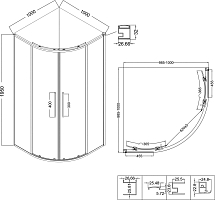 Душевой уголок Niagara Nova 1950x1000x1000 (тонированное стекло) черный матовый NG-2827-34BLACK