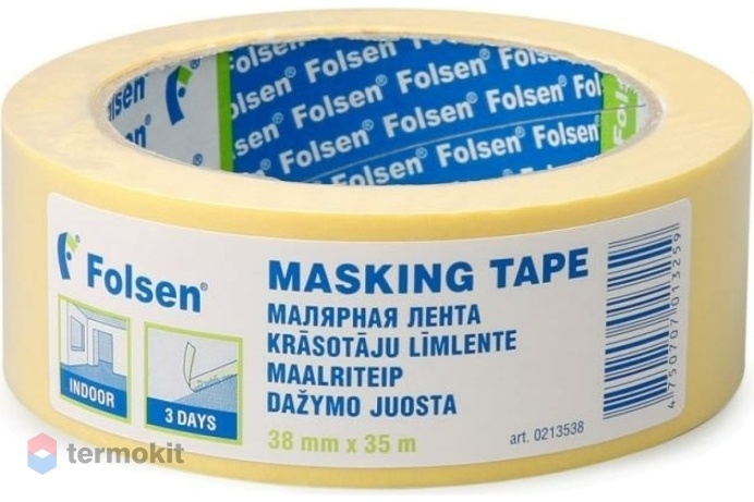 Folsen Малярная лента 38мм x 35м, желтая, 40оС