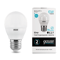 Лампа Gauss LED Elementary G45 E27 6W 4100K