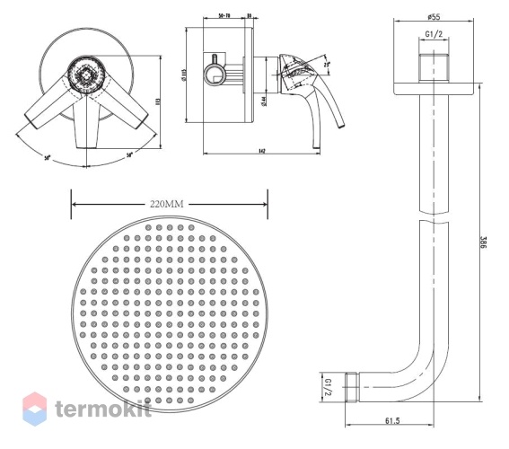 Душевой комплект скрытого монтажа ESKO Set_3in1