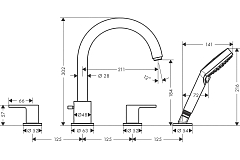 Смеситель на борт ванны Hansgrohe Vernis хром 71459000 Уцененный