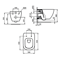 Чаша унитаза подвесного Ideal Standard TESI SILK WHITE AquaBlade® белый матовый T0079V1