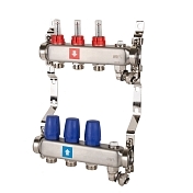 Распределительные коллекторы MVI из нержавеющей стали в сборе с расходомерами, дренажными кранами и воздухоотводчиками
