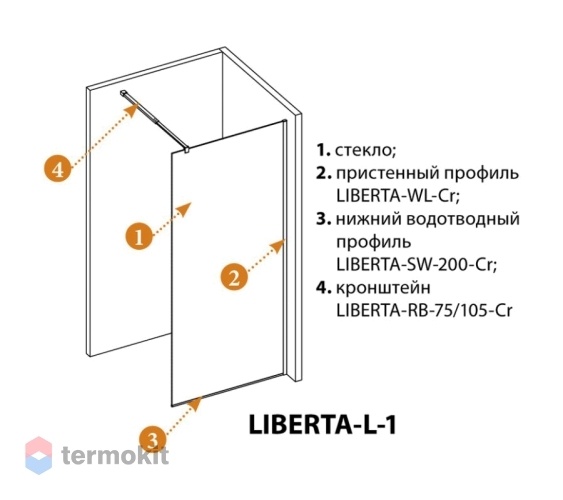 Душевая перегородка Cezares Liberta-L-1-90-C-Cr