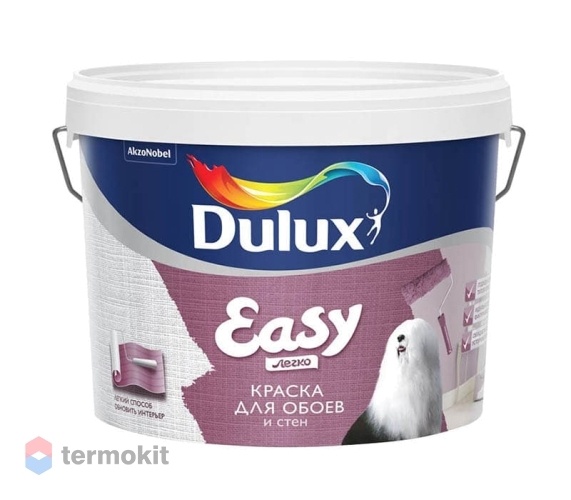 Dulux Easy матовая, Краска для стен и обоев водно-дисперсионная, база BW 10л