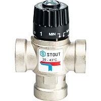 STOUT Термостатический смесительный клапан для систем отопления и ГВС 3/4&quot; ВР 20-43°С KV 1,6