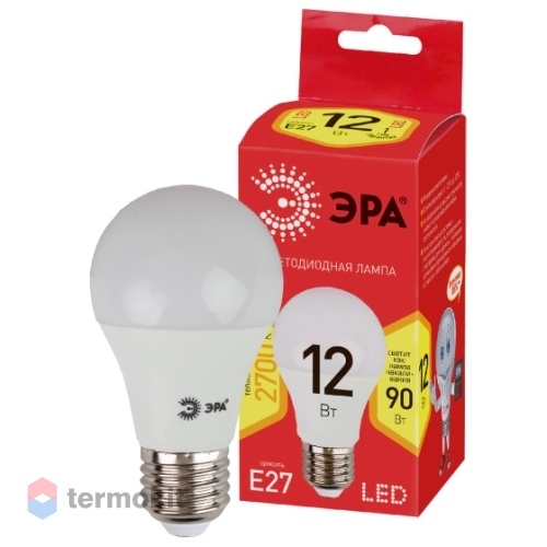 Лампа светодиодная ЭРА ECO LED A60-12W-827-E27 диод, груша, 12Вт, тепл, E27