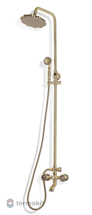 Душевая система со смесителем, верхним и ручным душем Bronze de Luxe короткий излив (10см), лейка цветок, 10121F