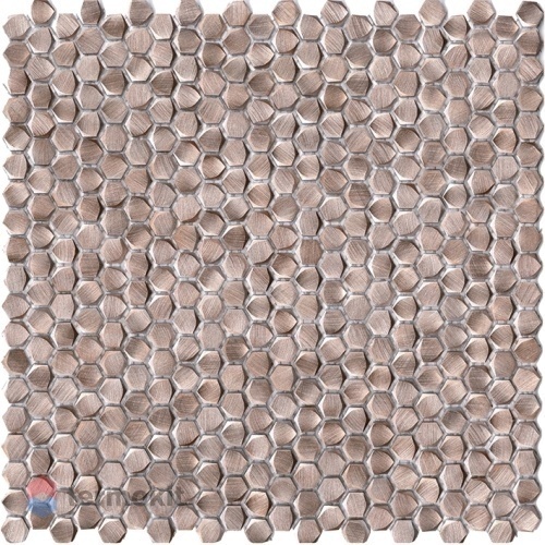 Металлическая мозаика Lantic Colonial Gravity Aluminium Hexagon Rose Gold 30,7x30,4