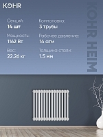 Стальной трубчатый радиатор Kohr Heim 3052/14 секций с боковым подключением 3/4