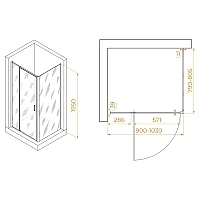 Душевой уголок RGW Passage PA-078B (PA-008B + Z-050-2B) 1950x900x800 черный 350807898-14