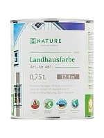 GNature 461, Landhausfarbe Краска для деревянных фасадов на основе масел и смол с УФ фильтром и антисептиком, белая база 0,75 л