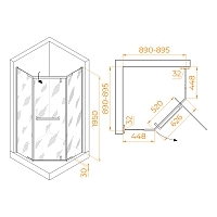 Душевой уголок RGW Hotel HO-081B 1950x900x900 черный 350608199-14