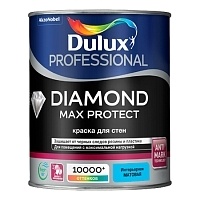 Dulux Professional Diamond Max Protect, Краска для стен и потолков водно-дисперсионная, матовая, база BC 0,9л