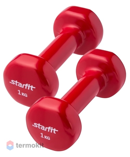 Гантель виниловая Starfit DB-101 1 кг, пара, красный