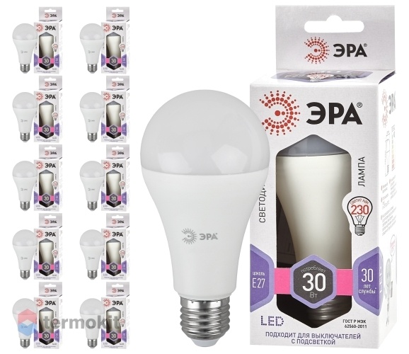Лампа светодиодная ЭРА LED A65-30W-860-E27, 10 шт