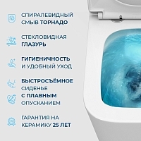 Унитаз подвесной BelBagno DUE-TOR безободковый, с системой смыва "Торнадо", с сиденьем soft close BB5171CH-TOR/SC