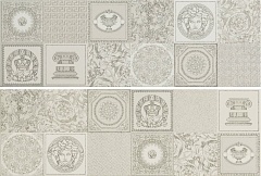 Керамическая плитка Versace Gold 68890 Dec. Bianco Patch. Platino Декор 25x75