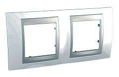 Рамка Schneider Electric UNICA Top 2-поста горизонтальная металл нордик алюминий MGU66.004.092
