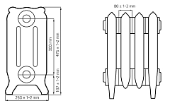 Чугунный радиатор Radimax Bristol 300 11 секций с боковым подключением