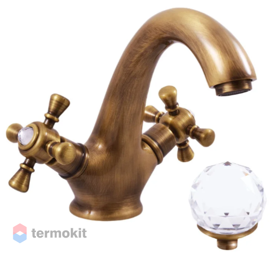 Смеситель для раковины RavSlezak BRILLIANCE с донным клапаном бронза BRILLIANCE129.5SM