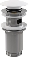 Донный клапан для раковины Alcaplast clik/clack 5/4 цельнометаллический с переливом и большой белой заглушкой A392B