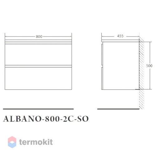 Тумба под раковину 80 подвесная BELBAGNO Albano Rovere Nature Grigio ALBANO-CER-800-2C-SO-RNG