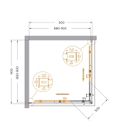 Душевой уголок Cezares Relax 304 2000x900x900 брашированное золото RELAX-304-A-2-90-C-BORO