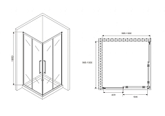 Душевой уголок ABBER Schwarzer Diamant 1950x1000x1000 хром AG02100H