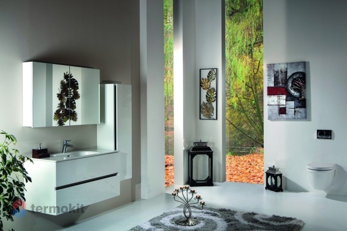 Зеркальный шкаф Boheme Vallessi 100 подвесной с подсветкой белый глянец 546-W