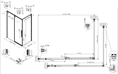 Душевой уголок Vincea Ultima 2000x1400x1000 вороненая сталь VSR-7UL1014CLGM
