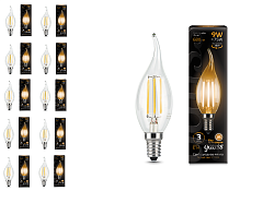 Лампа светодиодная Gauss LED Filament Candle tailed E14 9W 2700K 1/10/50, 10 шт