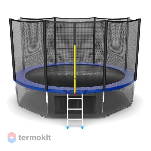 Батут с внешней сеткой и лестницей Evo Jump External 12ft (Blue) + нижняя сеть