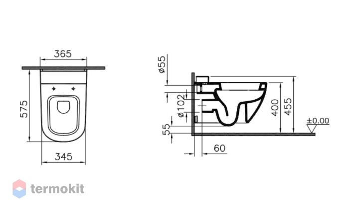 Чаша унитаза подвесного Vitra D-Light с бачком для чистящей жидкости VitrA fresh 5910B003-1086