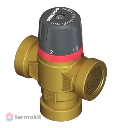 ROMMER Термостатический смесительный клапан для систем отопления и ГВС 3/4" ВР 20-43°С KV 1,6 (боковое смешивание)