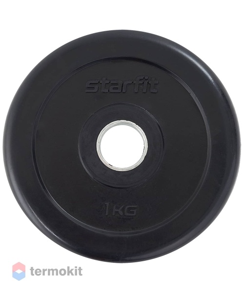 Диск обрезиненный Starfit BB-202 d=26 мм, стальная втулка, черный, 1 кг УТ-00018803