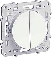 Выключатель двухклавишный Schneider Electric Odace Шнайдер Электрик Одас Белый S52R211