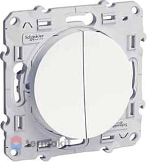 Выключатель двухклавишный Schneider Electric Odace Шнайдер Электрик Одас Белый S52R211