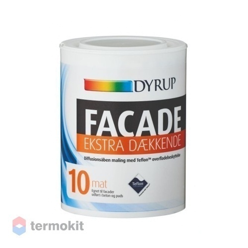Dyrup Facade Ekstra Daekkende 10, Экстра прочная фасадная краска с тефлоном, создающая грязе- и водоотталкивающее покрытие, База C, 0,75л 