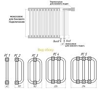 Стальной трубчатый радиатор КЗТО РС2 500 белый / 24 секций с боковым подключением
