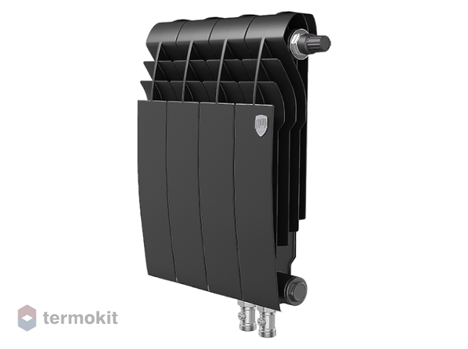 БиМеталлический радиатор Royal Thermo Biliner Noir Sable 350 VR \ 04 секции \ с нижним правым подключением