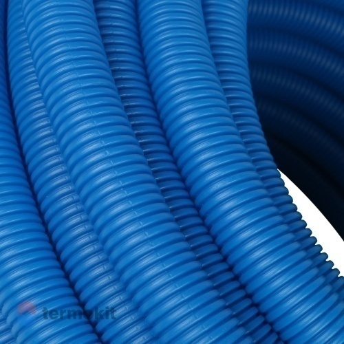 Труба STOUT гофрированная ПНД, цвет синий, наружным диаметром 32 мм для труб диаметром 25 мм бухта \ 050м \