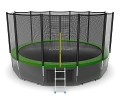 Батут с внешней сеткой и лестницей Evo Jump External 16ft (Green) + нижняя сеть