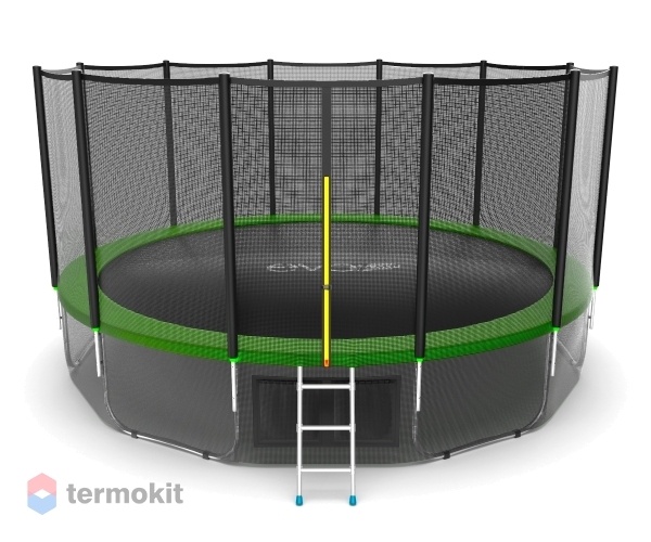 Батут с внешней сеткой и лестницей Evo Jump External 16ft (Green) + нижняя сеть