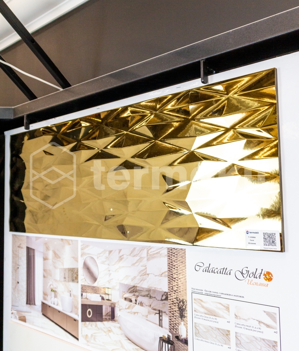 Керамическая плитка Fanal Calacatta Gold Dec Prisma декор 31,6x90 (артикул:  Т-230866) купить в Москве по цене 6 235 руб. в интернет-магазине Термокит