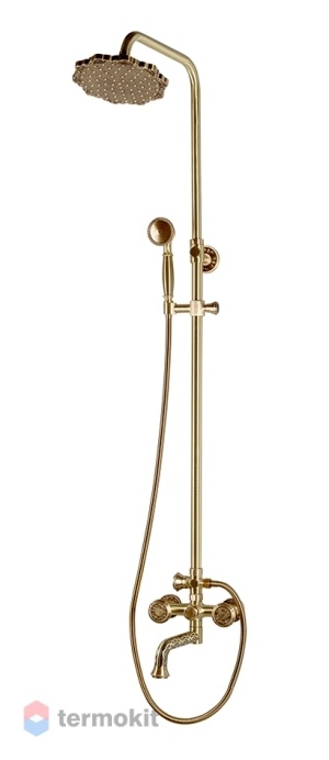 Душевая система со смесителем, верхним и ручным душем Bronze de Luxe средний излив, лейка цветок, 10121PF