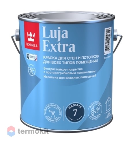 Краска для стен и потолков, Tikkurila Luja Extra, матовая, база А, белая, 2,7 л